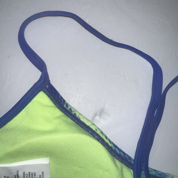 Nike Swim Top NESS57228 Size M Blue Volt Neon Yellow Bikini Sport Bra NWT - Picture 10 of 14